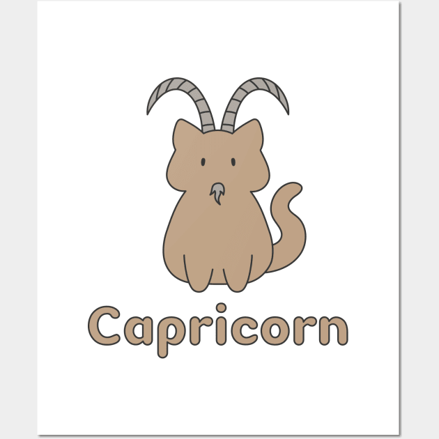 Capricorn Cat Zodiac Sign with Text Wall Art by artdorable